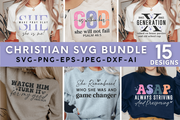 Christian Jesus God SVG PNG Bundle T-Shirt Designs