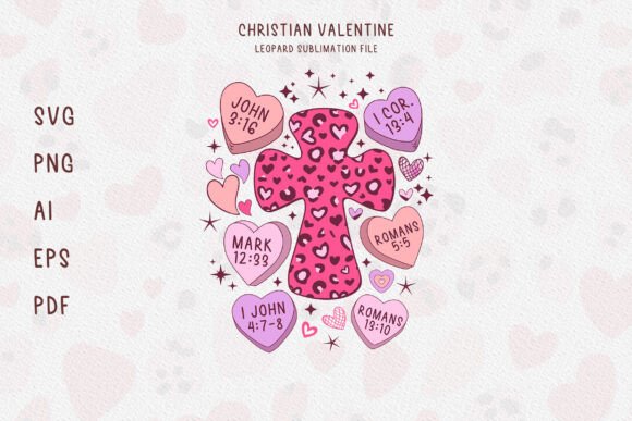 Christian Pink Valentine Leopard PNG for T-Shirt Designs