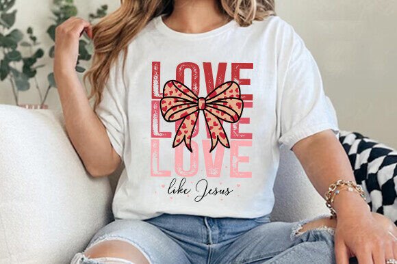 Retro Love Like Jesus Coquette Png, SVG for T-Shirt Designs